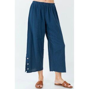 Cottonways NEW Gauzy Indigo Blue Frankie Pants Women Size 3 (2X/3X) Lagenlook